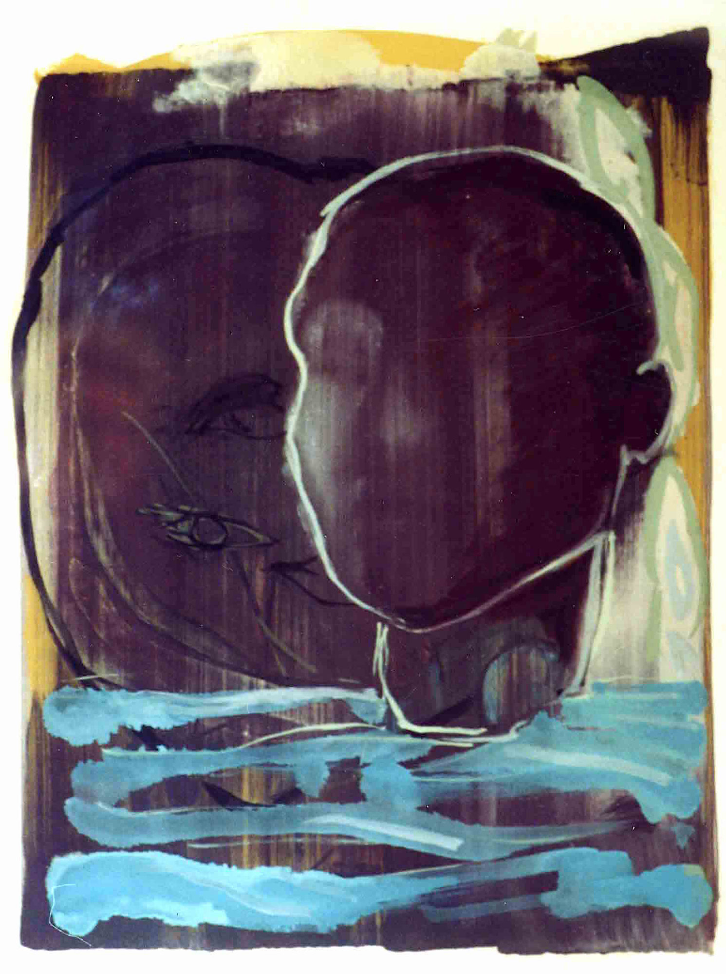 Tête de baigneur III : Acrylique sur papier :56x76cm : date