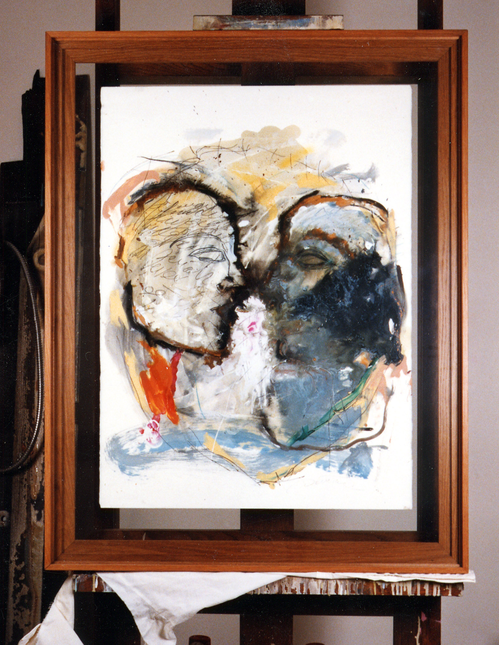 DECREME_Le-baiser-Technique-mixte-sur-papier-56x76-1995